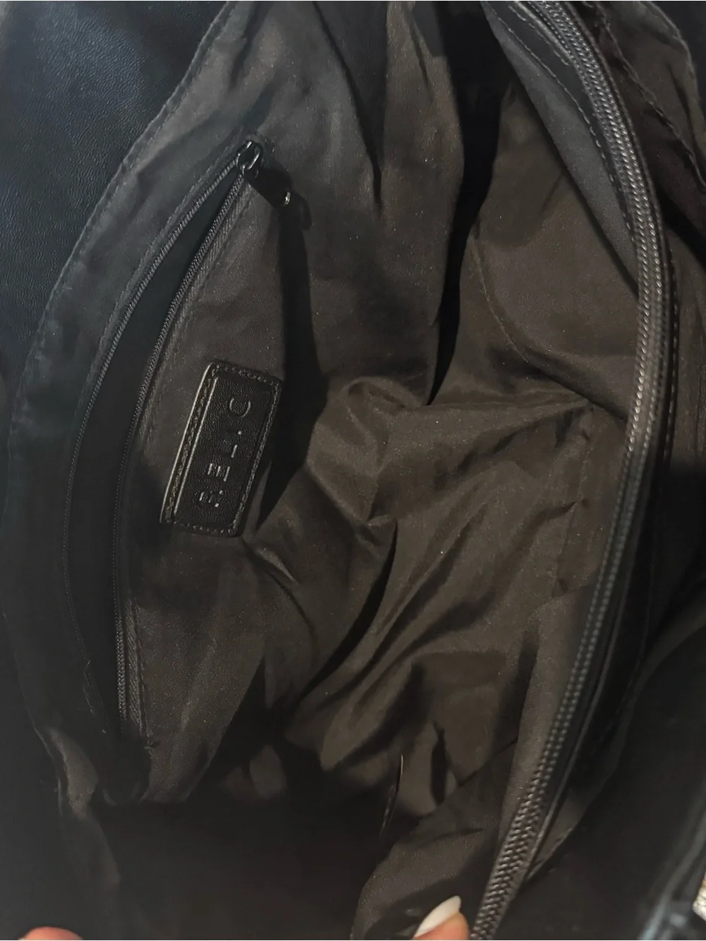 Relic Black Shoulder Tote with Silver Emblem